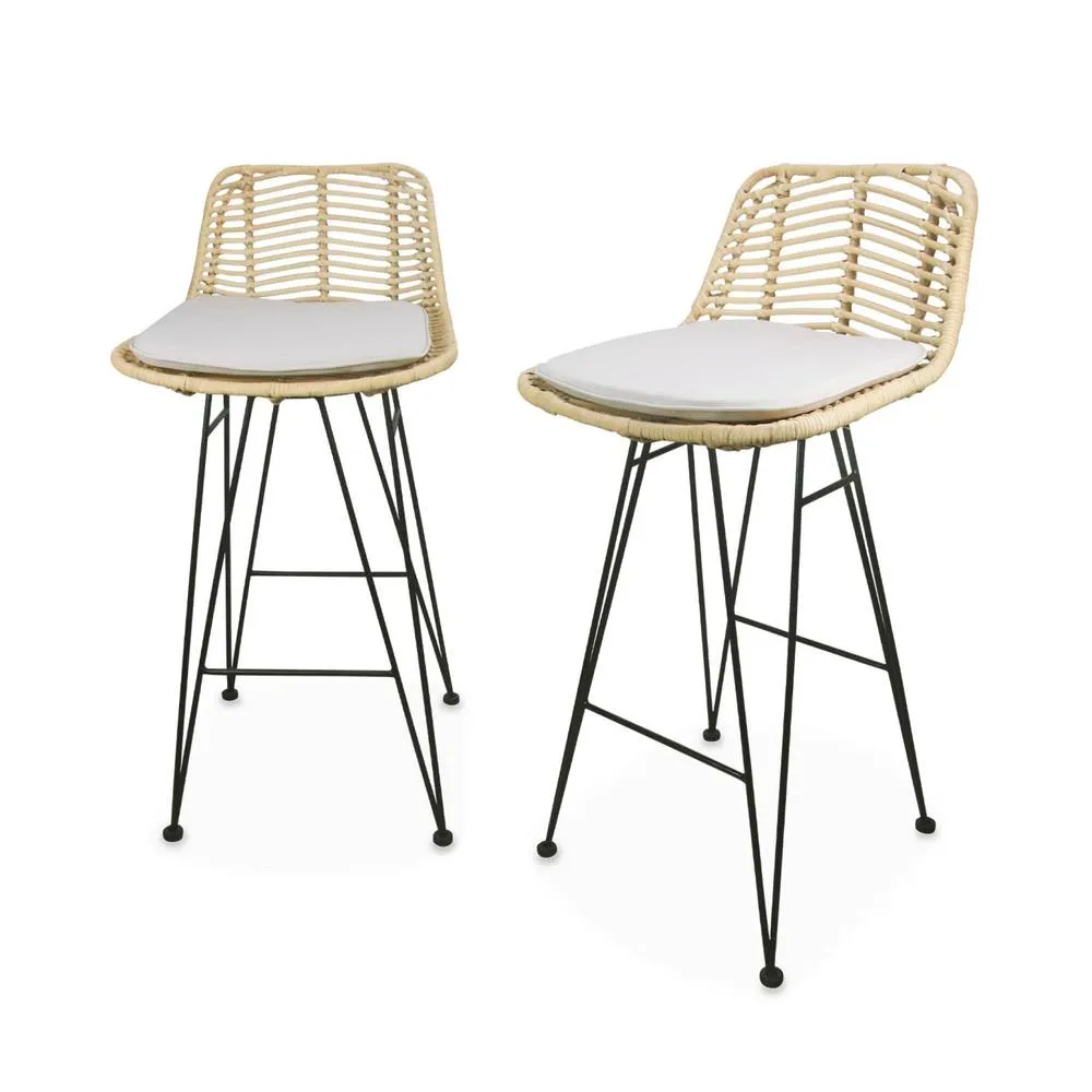 sweeek Pair of rattan bar stools 67cm in Light Sand 2