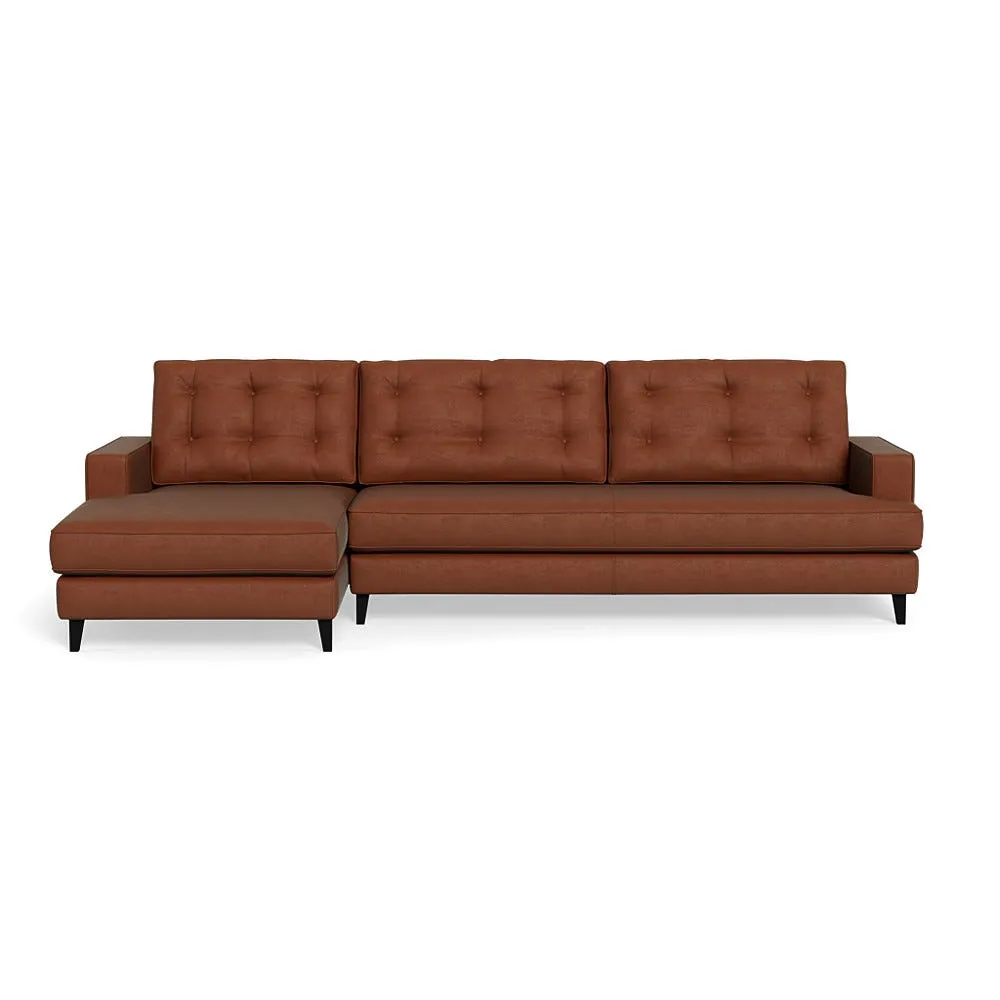 Heal's Mistral Left Hand Facing Chaise Sofa Smart Luxe Velvet Tawny Black Feet 1