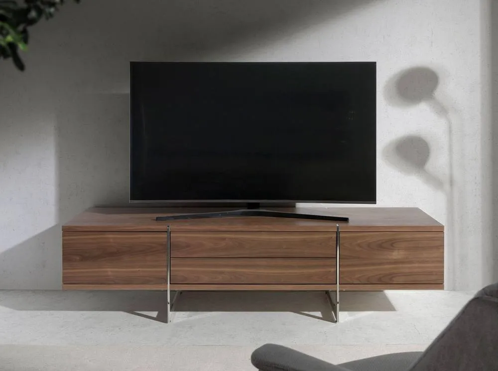 Angel Cerda Walnut TV Stand 180cm with Chrome Stainless Steel in Brown 3