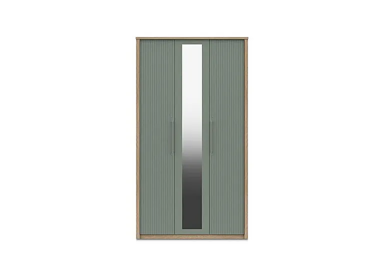 Chelsea 3 Door Tall Wardrobe with Mirror Door and Silver Handles