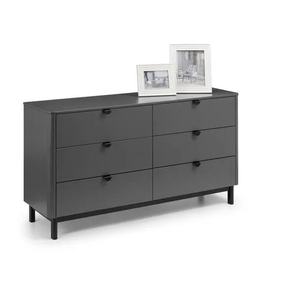 Chloe Wide 6 Drawer Chest, Grey 2