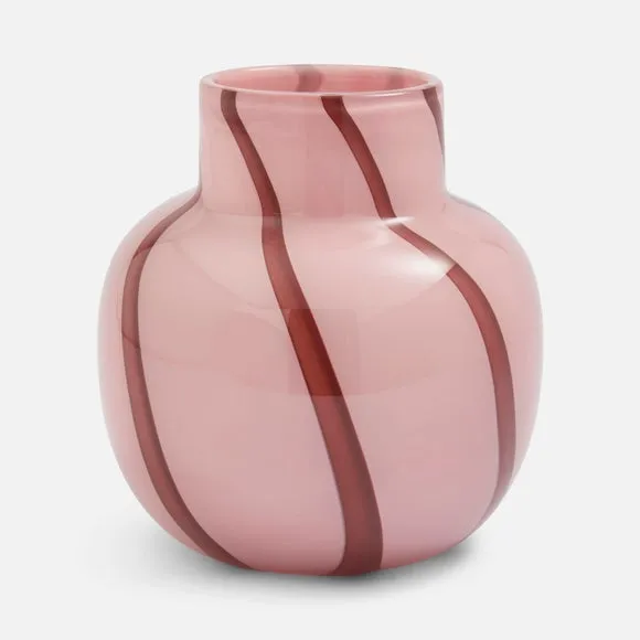Pink Striped Swirl Glass Vase 3