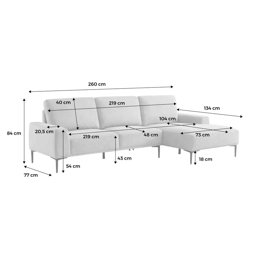 sweeek 3-seater Corner Sofa In Fabric & Metal Right-hand Corner in Dark Grey 5