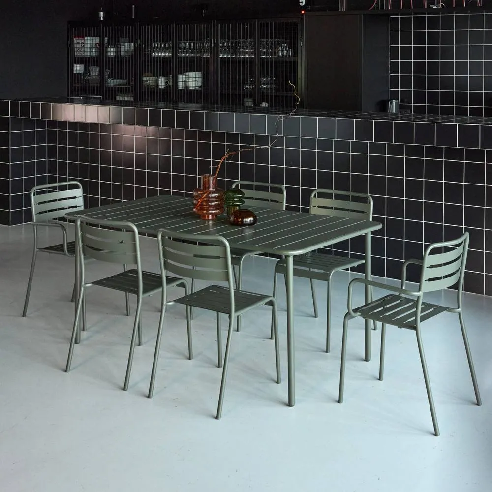 sweeek 6-seater metal garden table with 2 armchairs & 4 chairs in Khaki 5