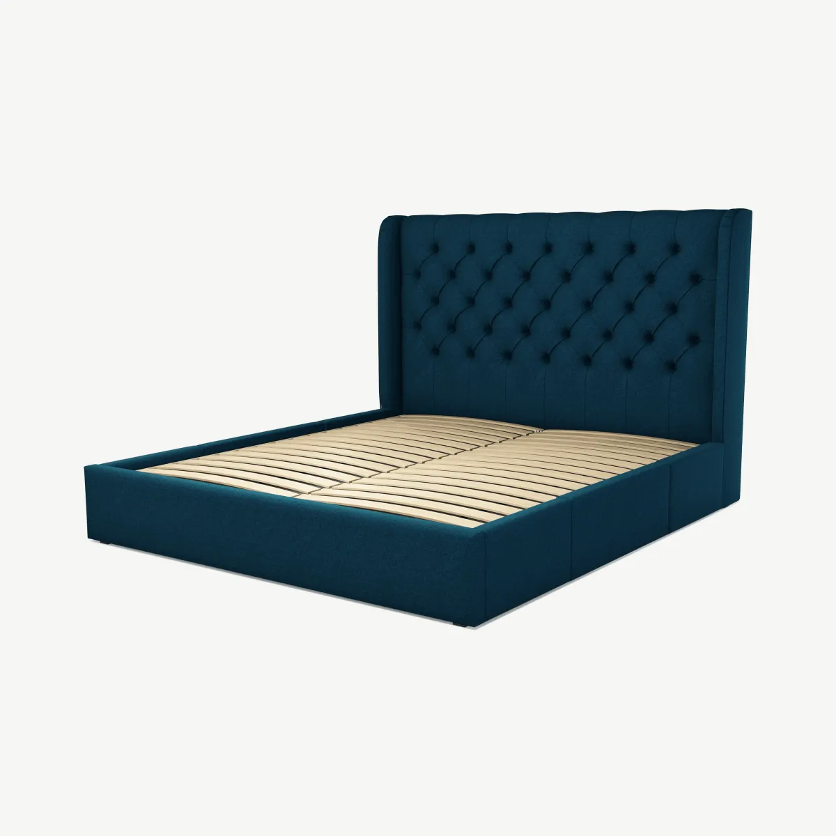 Romare Super King Size Bed with Storage Drawers, Shetland Navy Wool