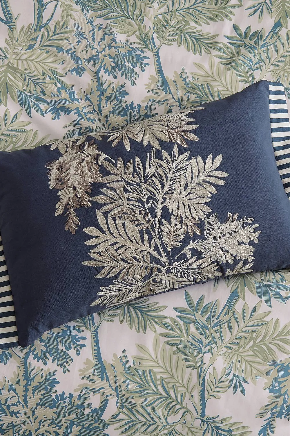Sanderson 'Tapestry Tree' Cotton Cushion in Blue 2