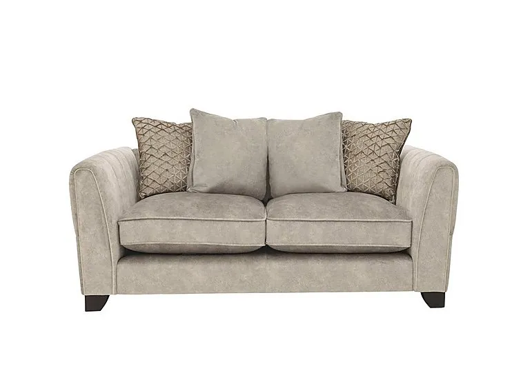 Mariah 2 Seater Fabric Scatter Back Sofa with Brass Insert - Dapple Cream with Brass Insert