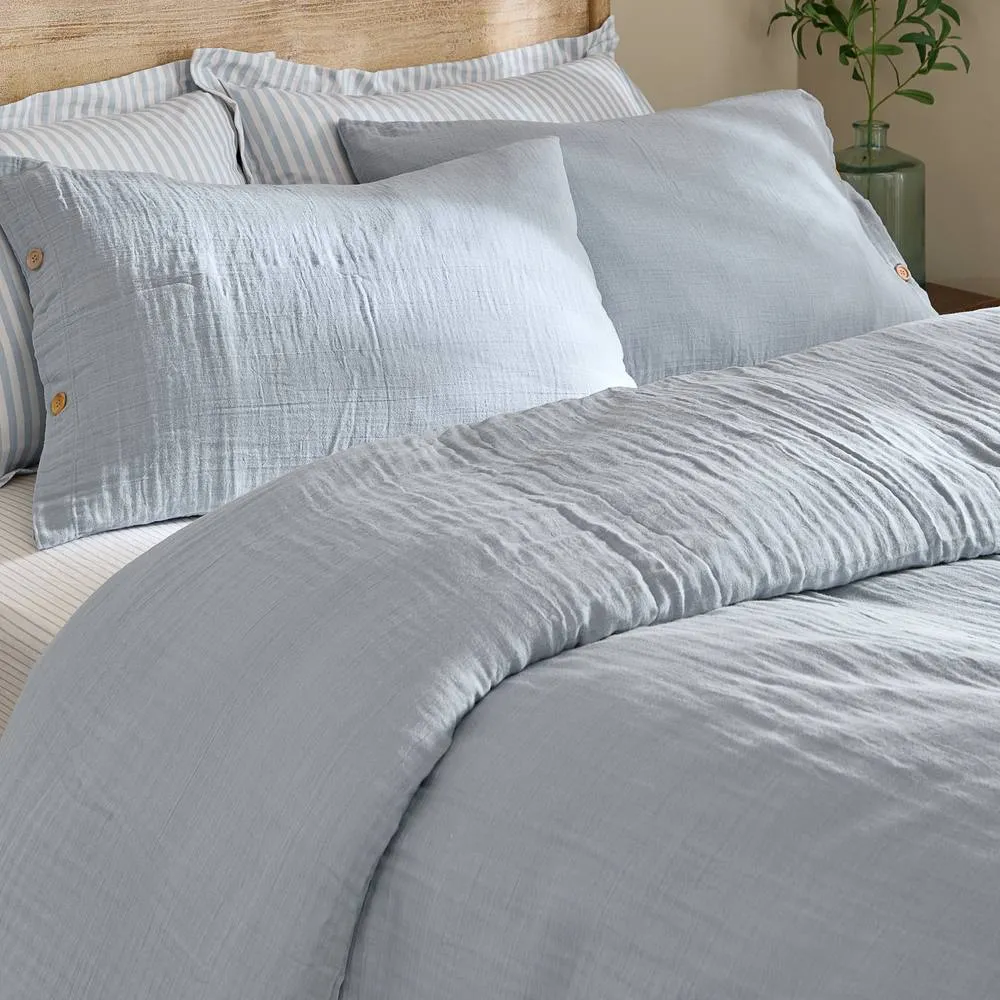 Yard Lark 100% Cotton Muslin Duvet Cover Set in Pale Blue 2