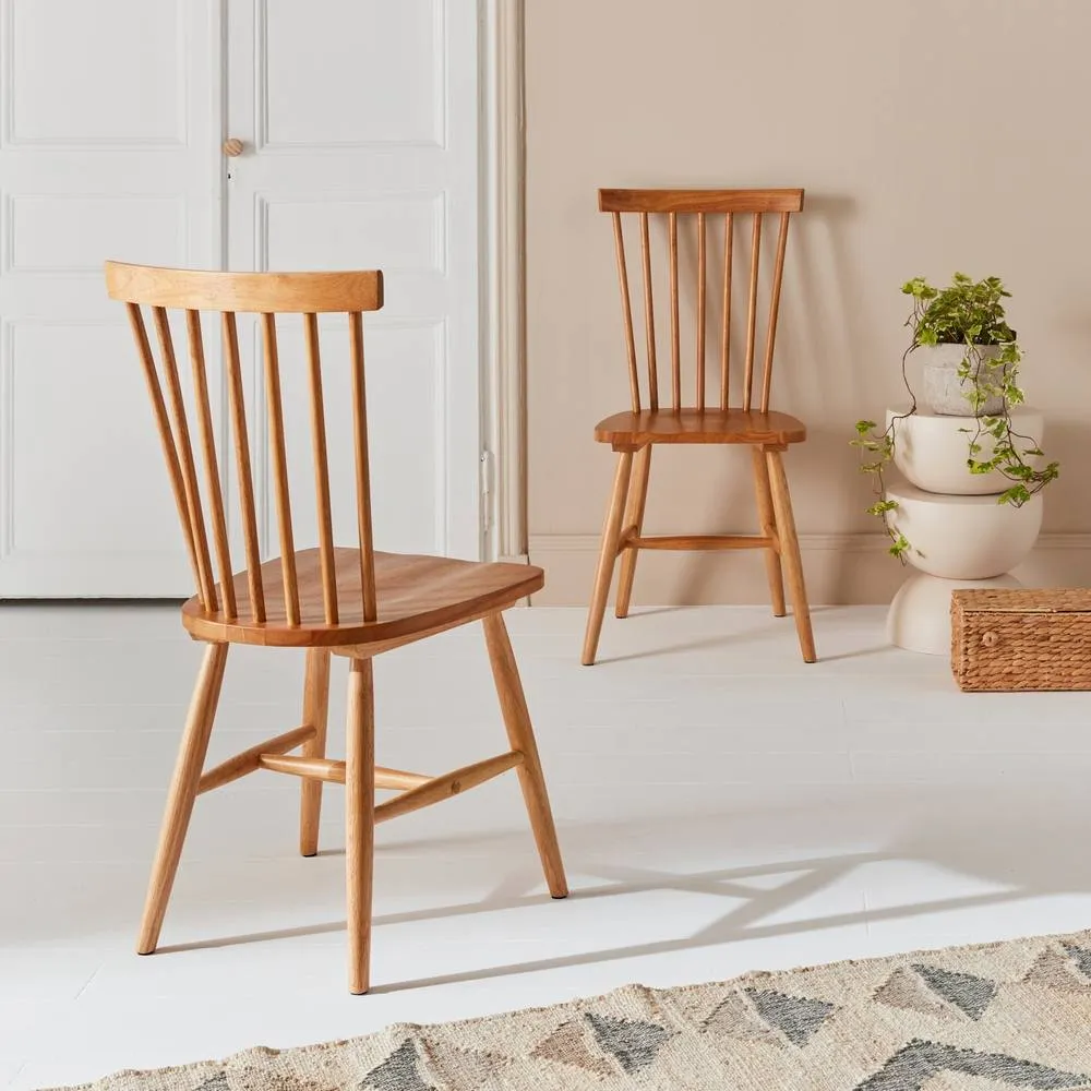 sweeek Pair Of Wooden Dining Chairs in Light Brown 6