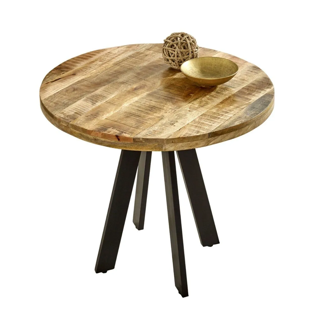 IH Design Bratton Mango Wooden 4 Seater Round Dining Table in Brown 5