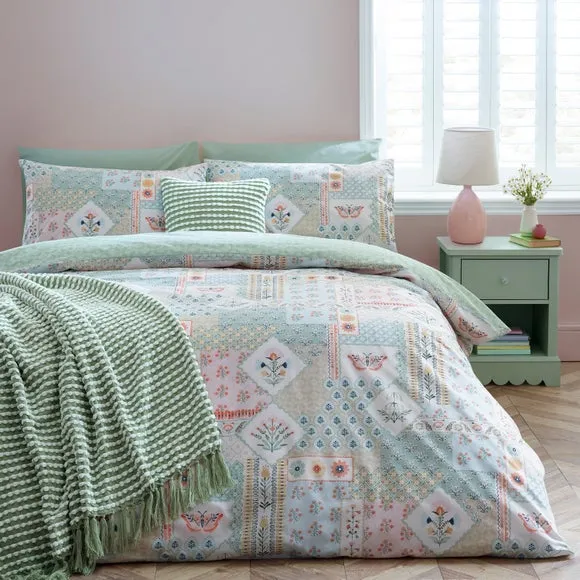 Catherine Lansfield Folk Patchwork Polycotton Duvet Cover & Pillowcase Set 5