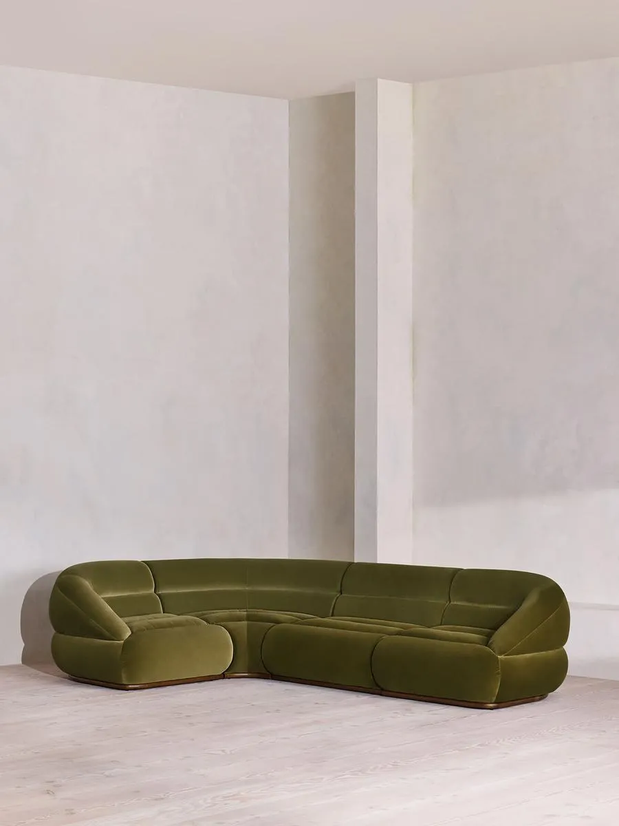 Edison Modular Sofa, L-Shape Sofa, Velvet, Olive
