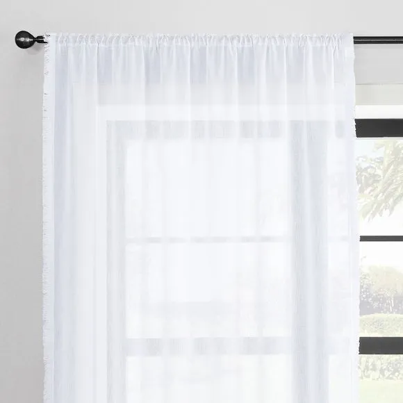 Textured Tassel Slot Top Single Voile Panel 1