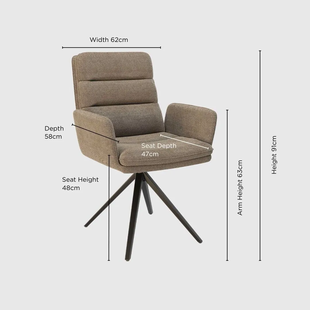 Innsbruck Dining Chair With Arms, Brown Fabric | Barker & Stonehouse 4