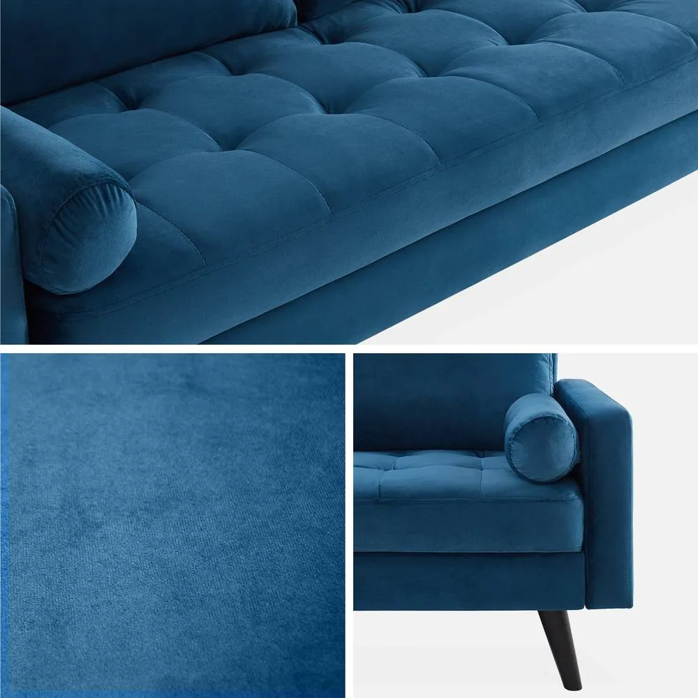 sweeek 3-seater Fabric Sofa With Vintage Style in Blue 4