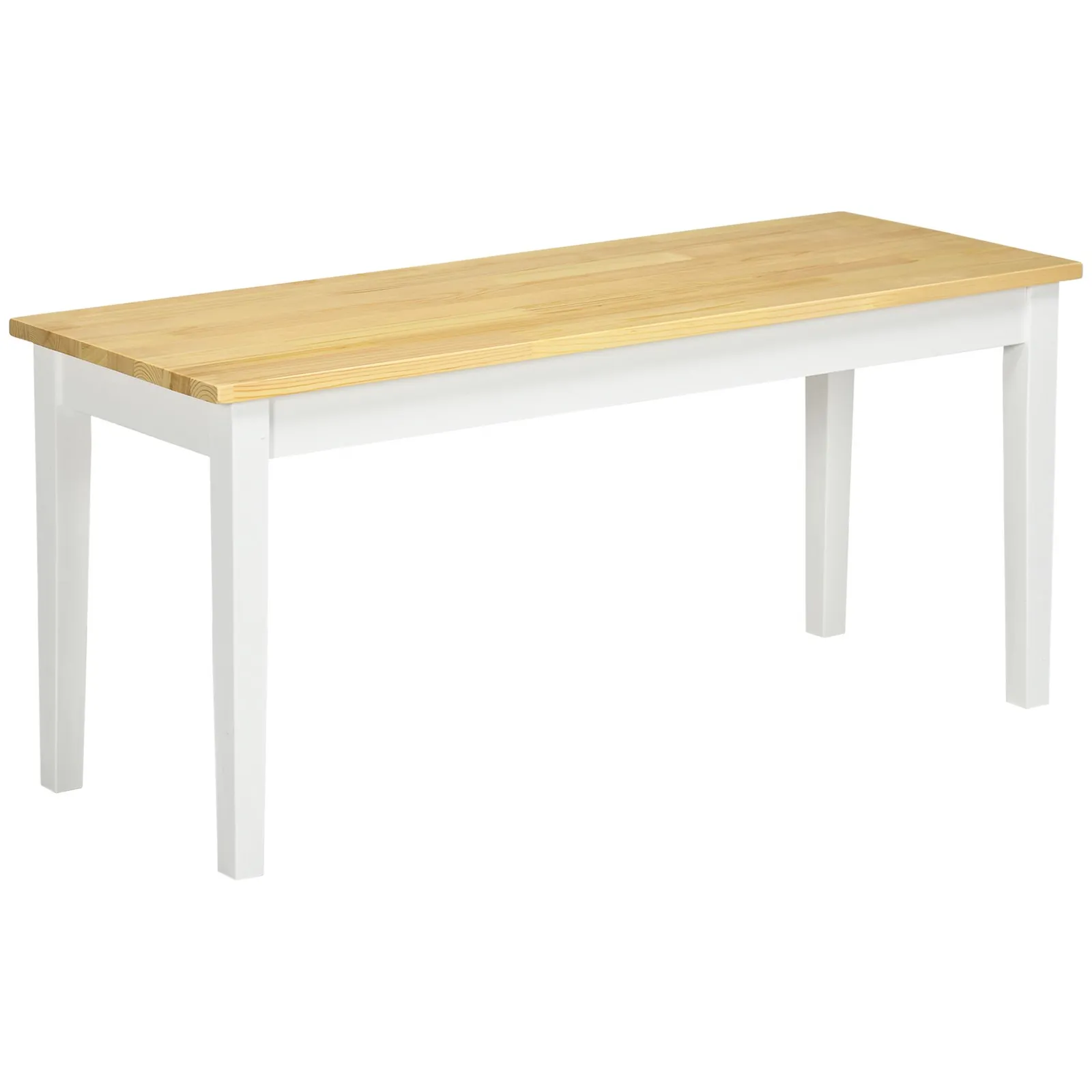 HOMCOM Wood Dining Bench Wooden Bench for 2 People in White 2