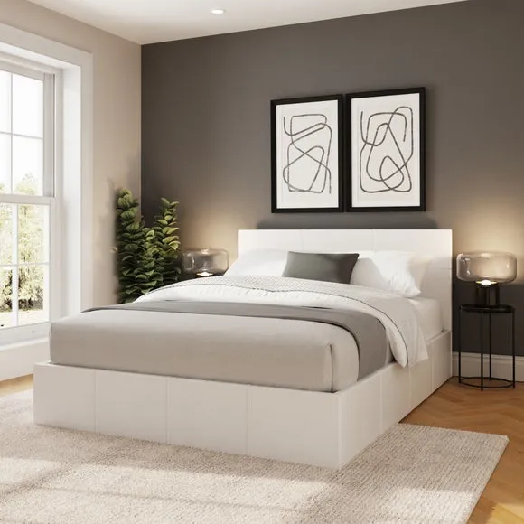 End Lift Ottoman Bed Frame, Faux Leather 1