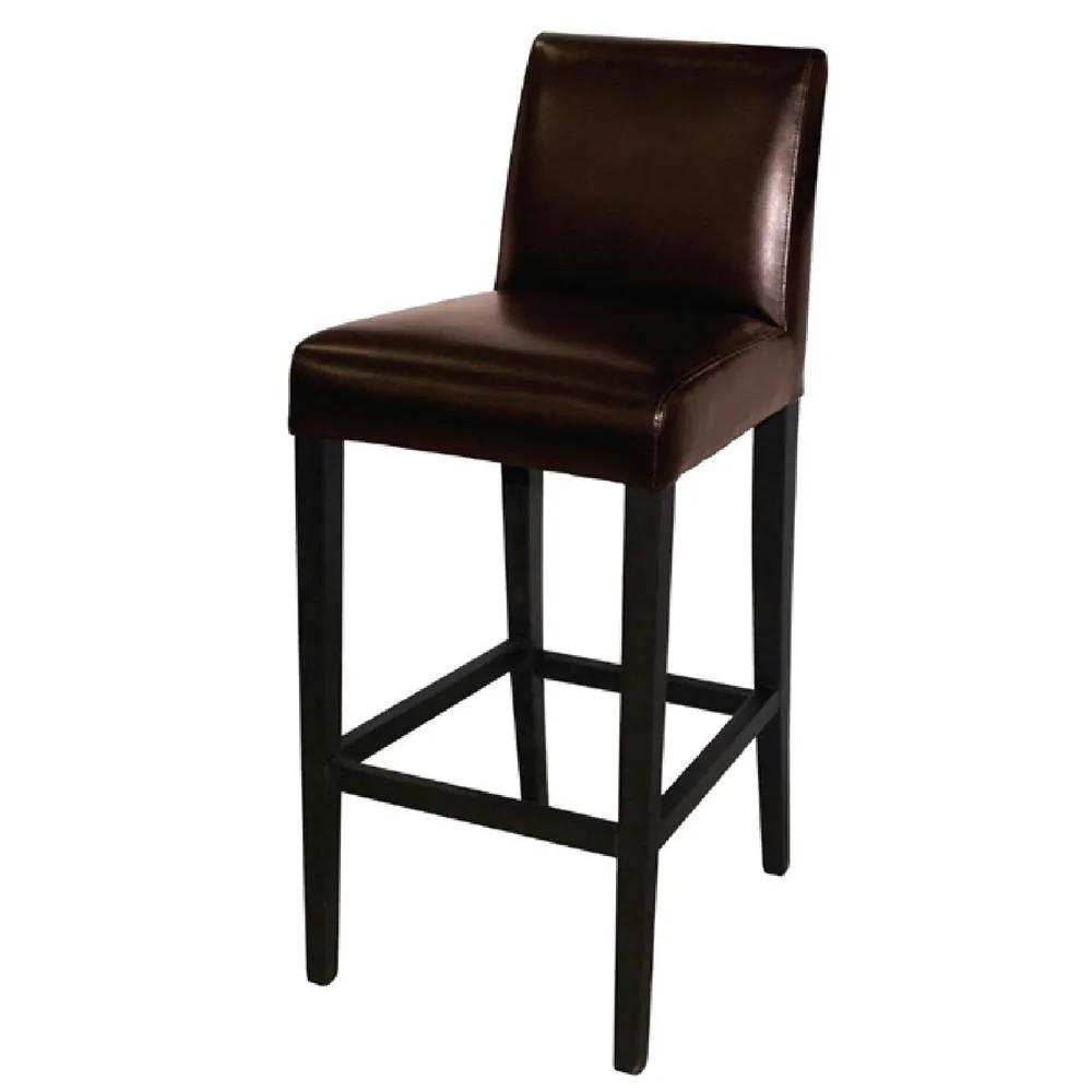 netfurniture Rose Brown Padded Bar Stool Black Wooden Frame Back Fully Assembled 2