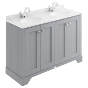 Bayswater Victrion Plummett Grey Traditional Freestanding Vanity Unit & White Marble Top Basin - 1200mm