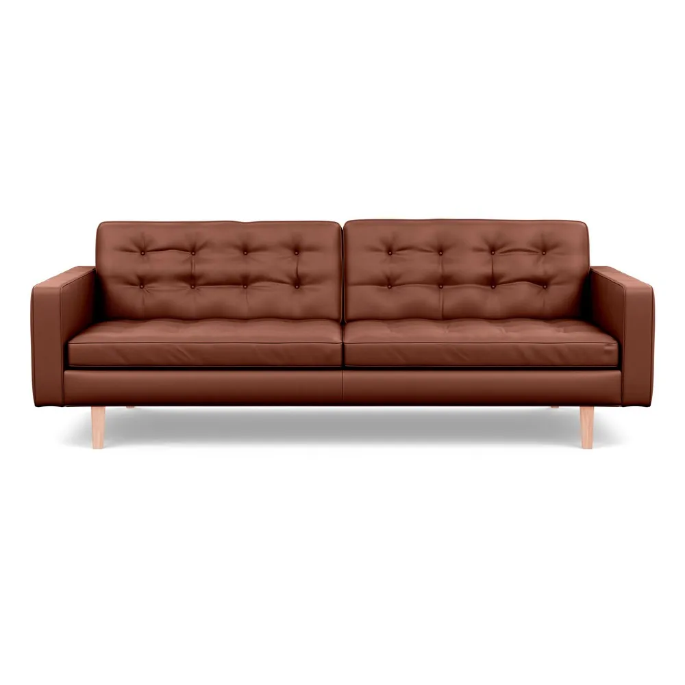 Heal's Hepburn 4 Seater Sofa Leather Grain Dark Brown 068 Natural Feet 1