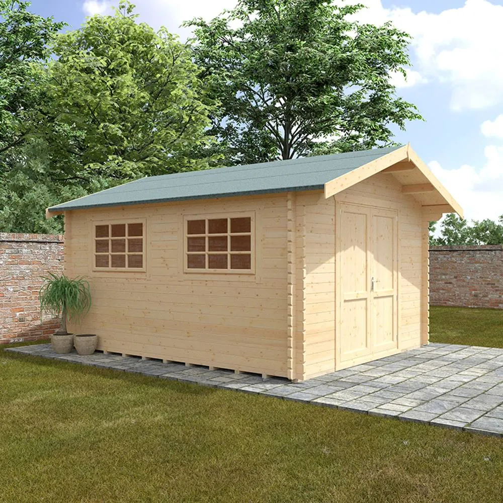 Buttercup Farm 14x12w Marlborough Plus 44mm Cabin - L415 x W355 x H271.9 cm in Natural 6