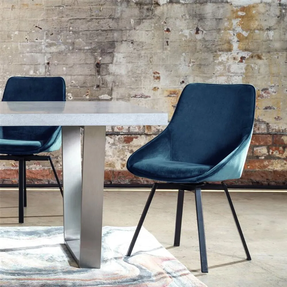 Beckton Leisure Swivel Dining Chair, Blue Velvet | Barker & Stonehouse 2