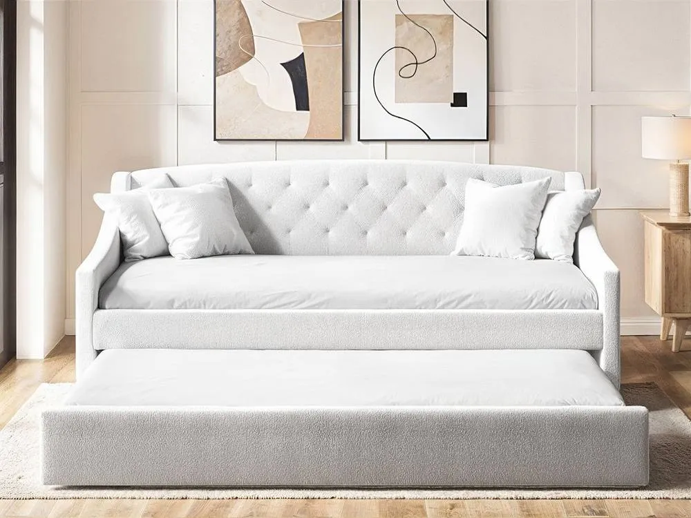 Flair Aurora Boucle Daybed with Trundle in White 3