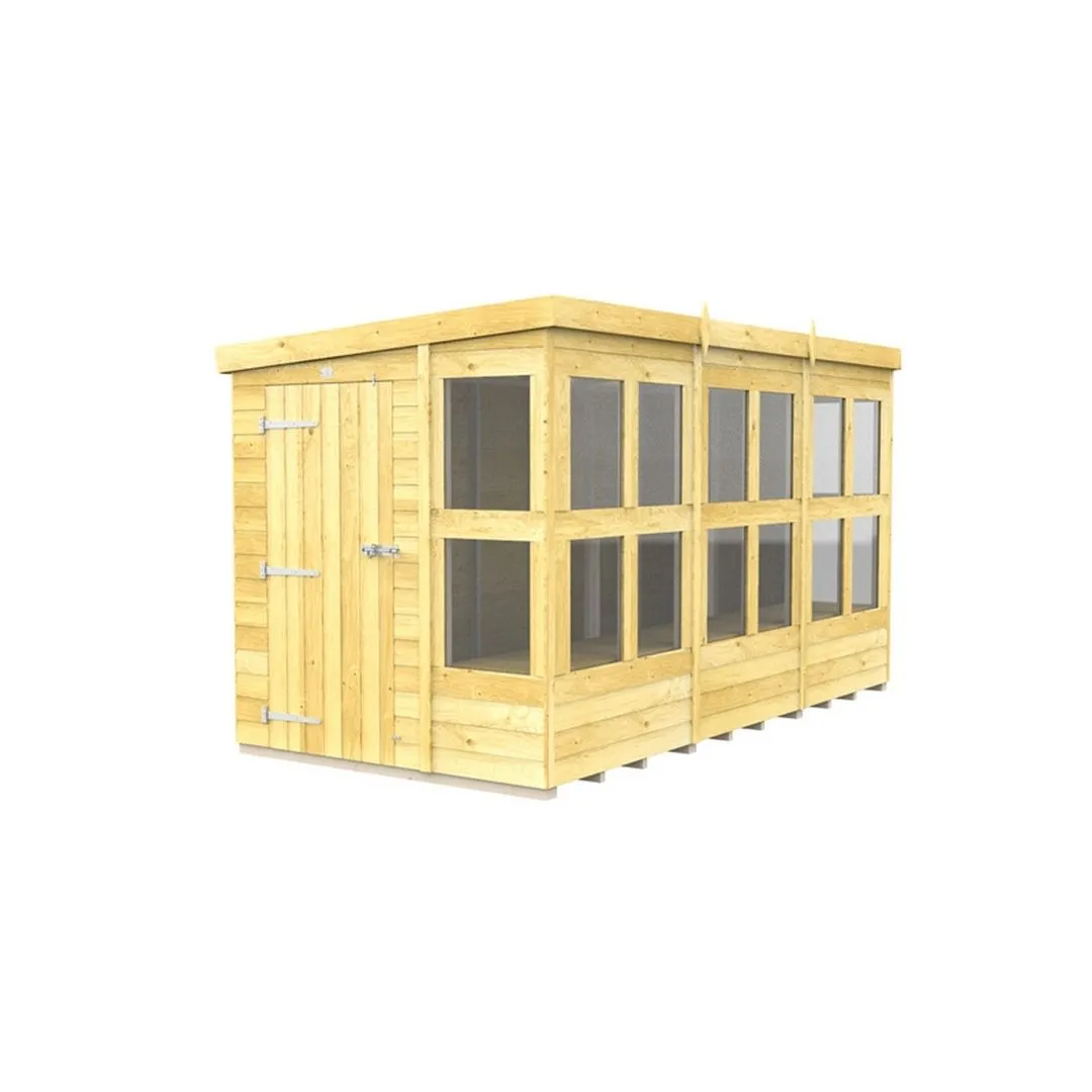 Buttercup Farm 12 x 6 Feet Pent Potting Shed - Wood - L178 x W358 x H201 cm in Brown