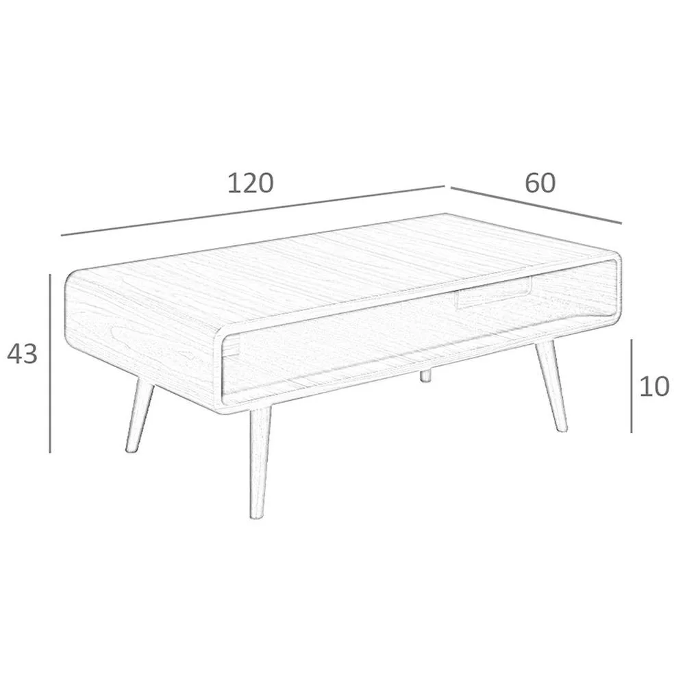 Angel Cerda Walnut Rectangular Coffee Table 120x60x43 cm 6