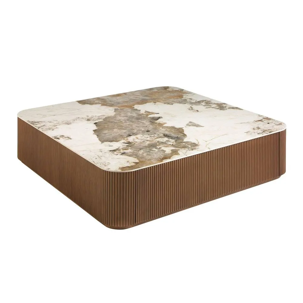 Angel Cerda Square Coffee Table White Porcelain Marble Top