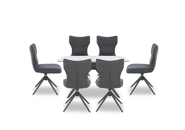 Carrera Pop Up Extending Dining Table and 6 Swivel Chairs - 140-cm
