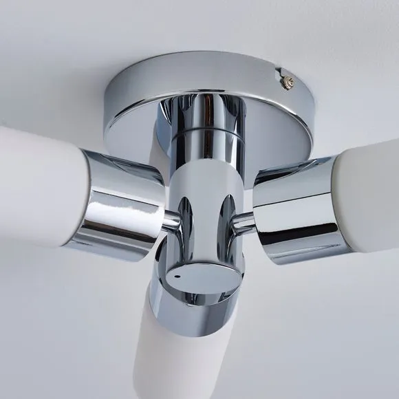 Porto 3 Light Chrome Bathroom Flush Ceiling Light 4