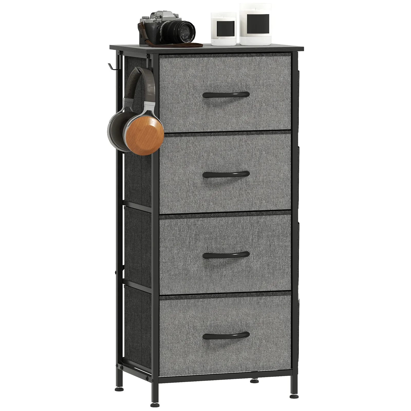 HOMCOM Fabric Chest of Drawers, 8 Drawer Dresser for Bedroom in Dark Grey 2