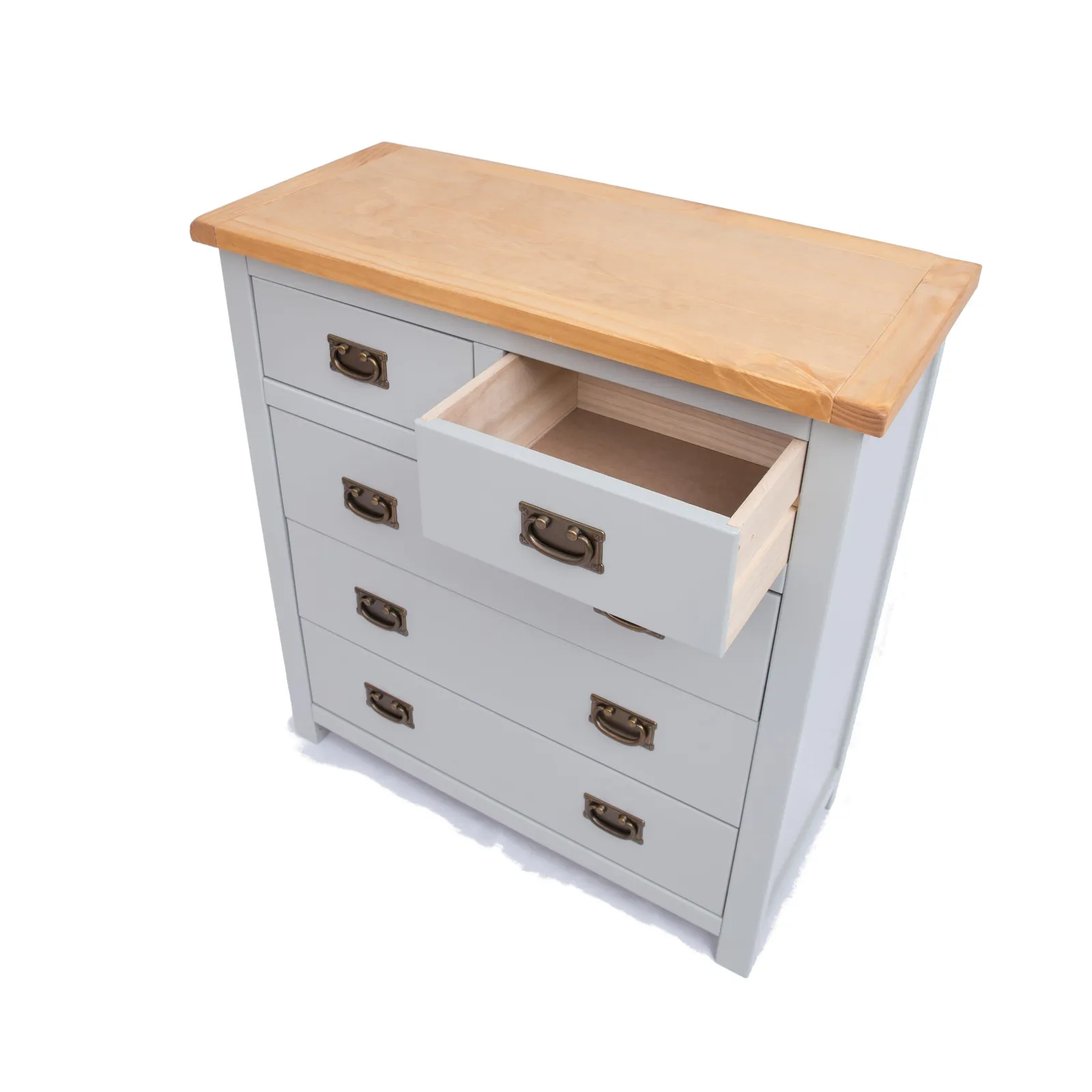 Cabinet Bits Argenta 5 Drawer Chest of Drawers Bras Drop Handle in Light Grey 4