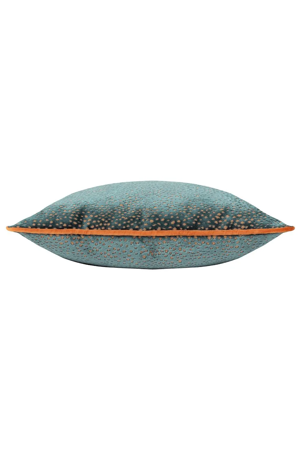Paoletti Estelle Spotted Piped Cut Velvet Cushion in Teal 2