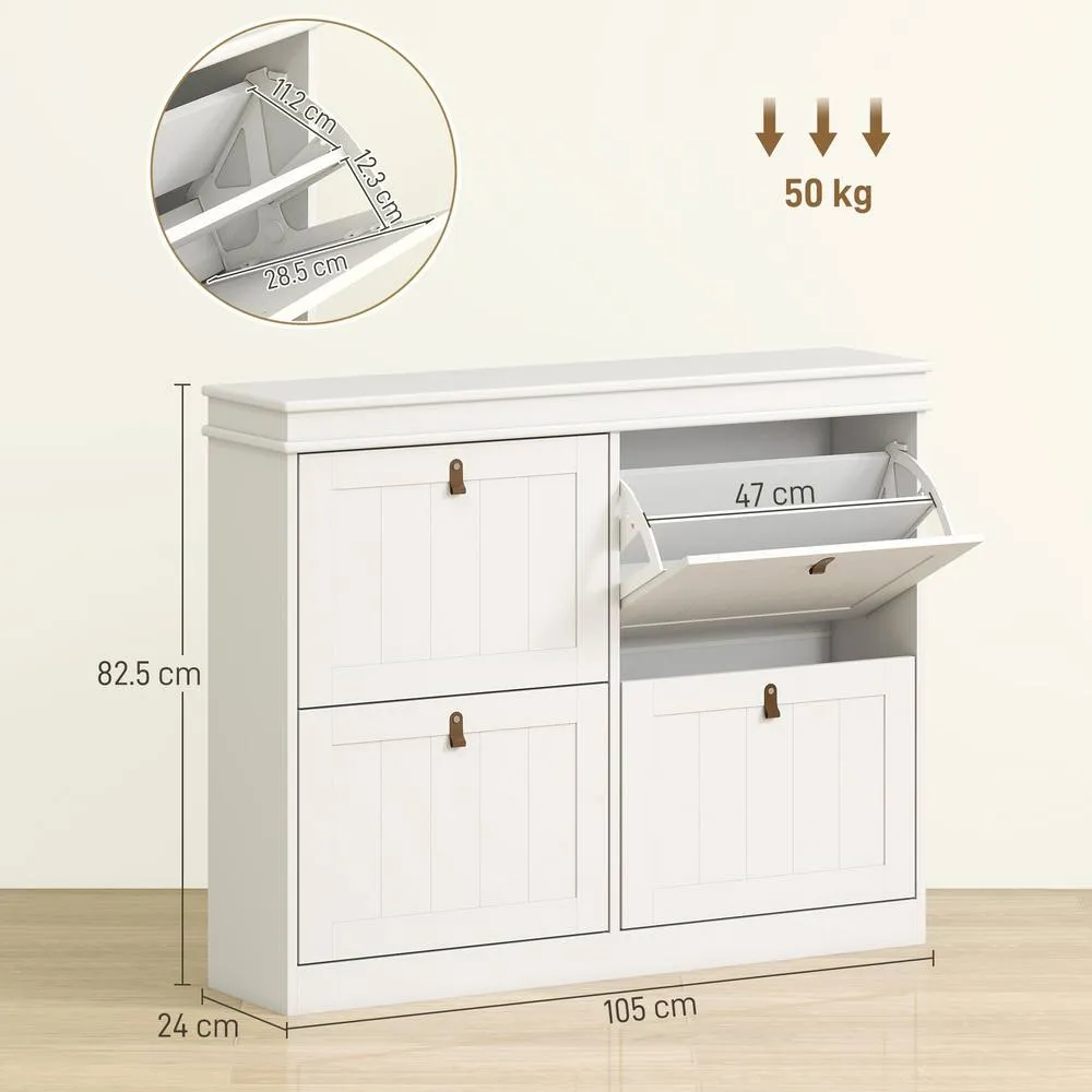 HOMCOM Slim Shoe Cabinet with Adjustable Shelves for Hallway, White 3