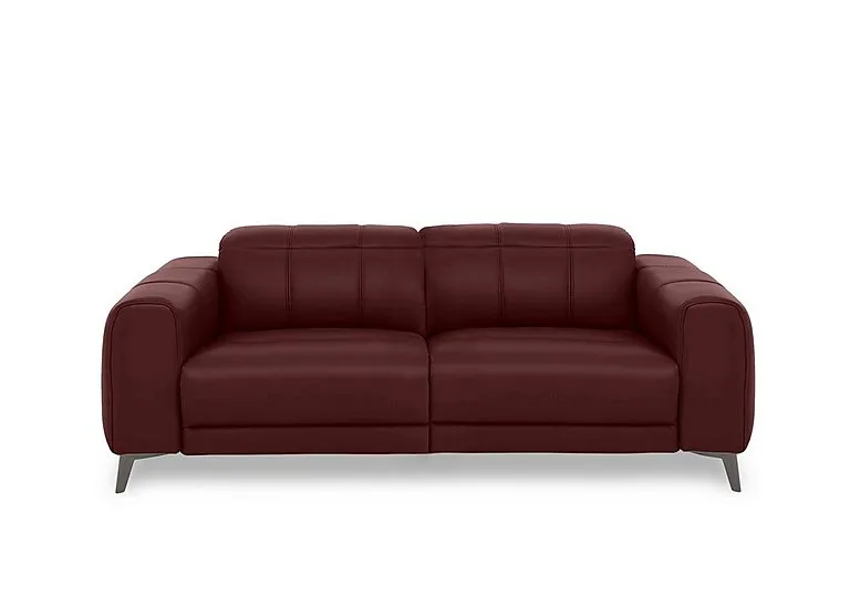 Ezra 3 Seater Leather Sofa - Ruby