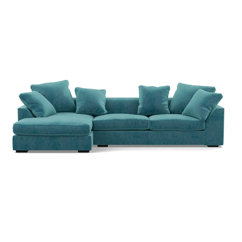 Heal's Cumulus LHF Corner Sofa Smart Luxe Velvet Airforce Blue Black Feet 1