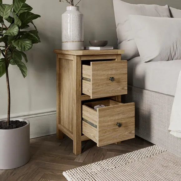 Olney Slim 2 Drawer Bedside Table 2