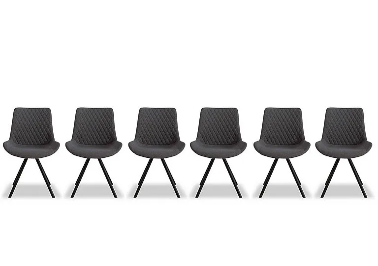 Ion Set of 6 Fabric Dining Chairs - Shadow Grey