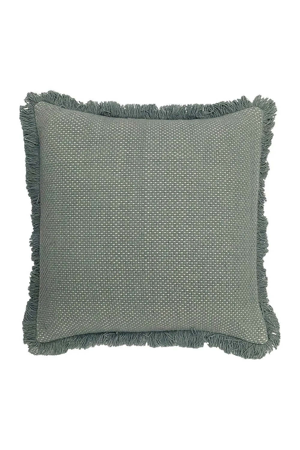 Furn Sienna Twill Woven Fringed Cushion in Teal