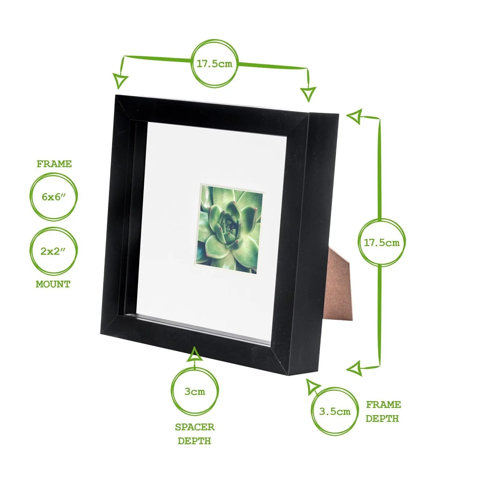 Nicola Spring 3D Box Photo Frames - 6 x 6" with 2 x 2" Mount - White Mount - Pack of 2 4