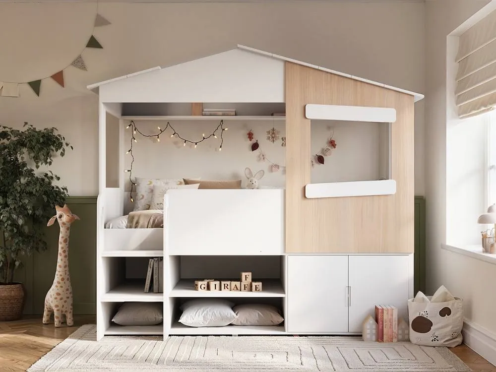 Flair Dreamland House Bed with Storage White & Oak 2