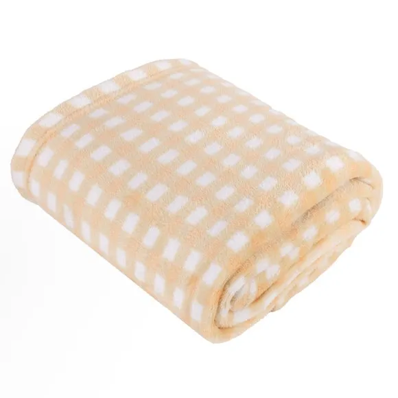 Furn. Gingham Fleece Throw Blanket 130cm x 150cm