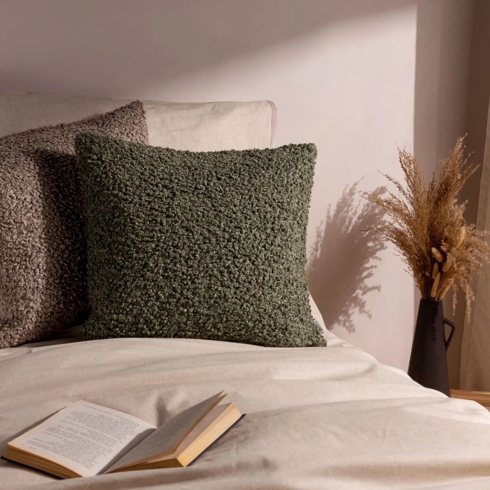 Yard Cabu Chunky Boucle Cushion Khaki, Green 5