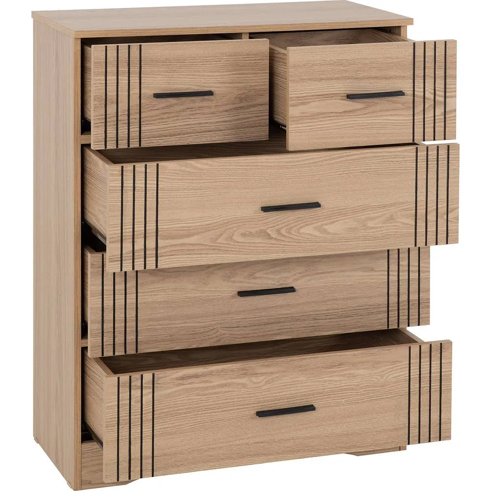 Seconique Tessa 3+2 Drawer Chest - Natural Oak Effect in Light Oak 3