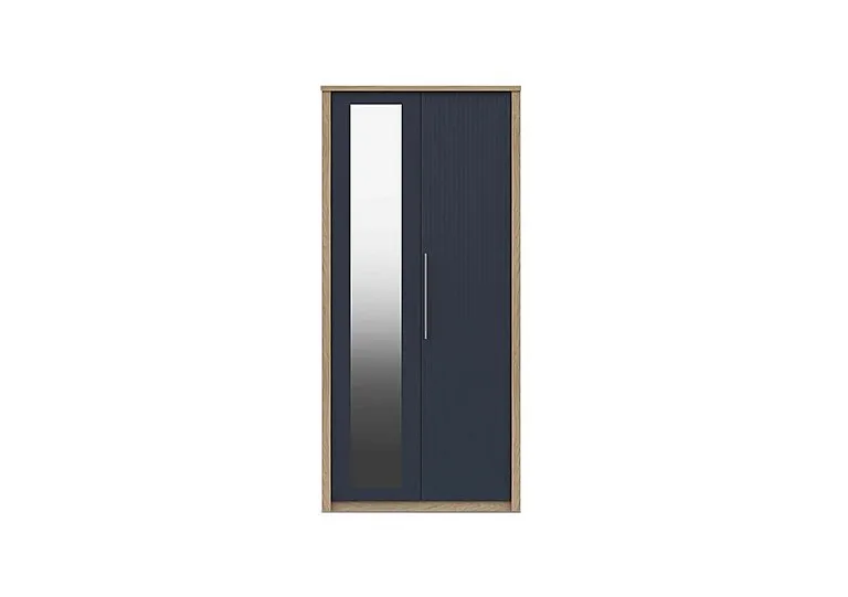 Chelsea 2 Door Wardrobe With Mirror Door and Silver Handles - Royal Blue