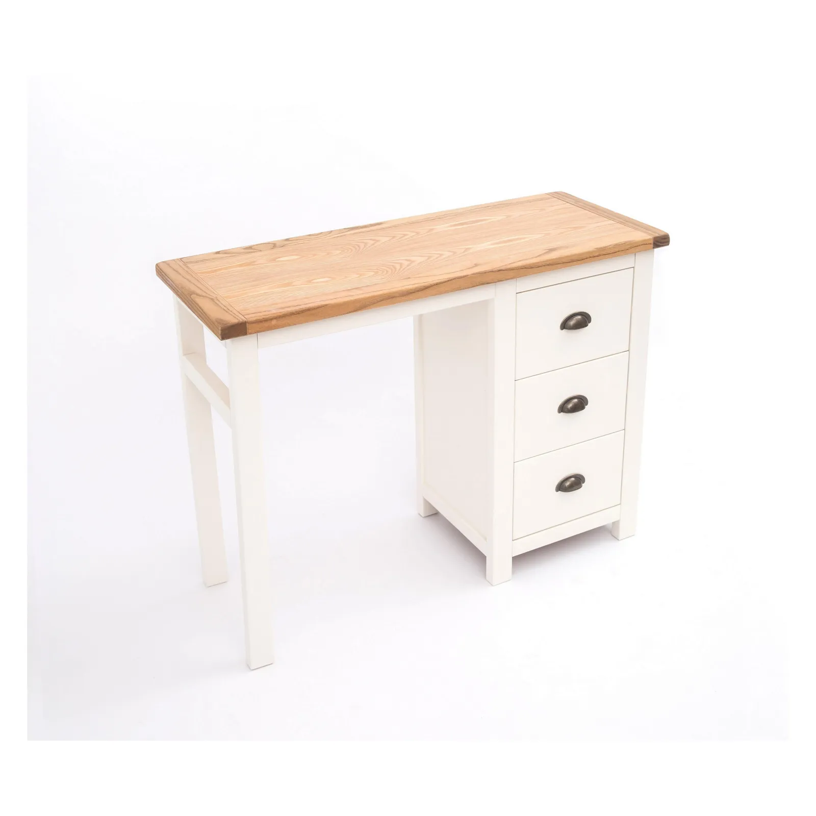 Cabinet Bits Lovere 3 Drawer Desk - Dressing Table Brass Cup Handle in Off-White 3