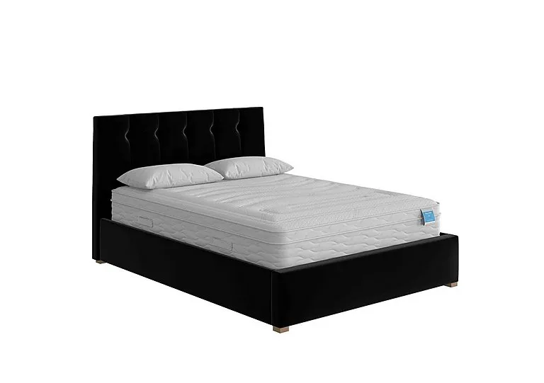 Noah Ottoman Bed Frame - Double - Plush Velvet Ebony