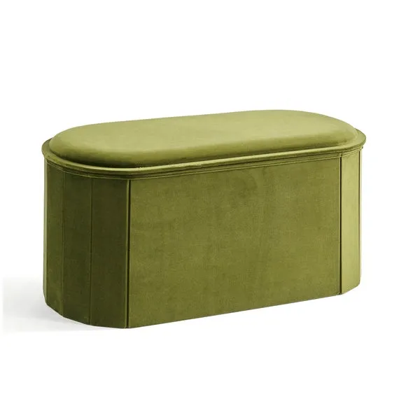 Recycled Velour Lozenge Ottoman with Tray 4